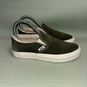 Vans Classic Slip On Shoes Suede Sherpa Lined Women’s Size 6 508182 Green